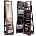 thumbnail image 1 of Costway Armoire à Bijoux Rotative à 360° 2-en-1 Verrouillable Miroir Brun Foncé, 1 of 9