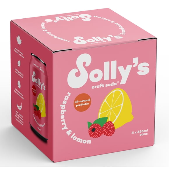 Solly's Craft Soda Raspberry & Lemon Prebiotic 4x355ml