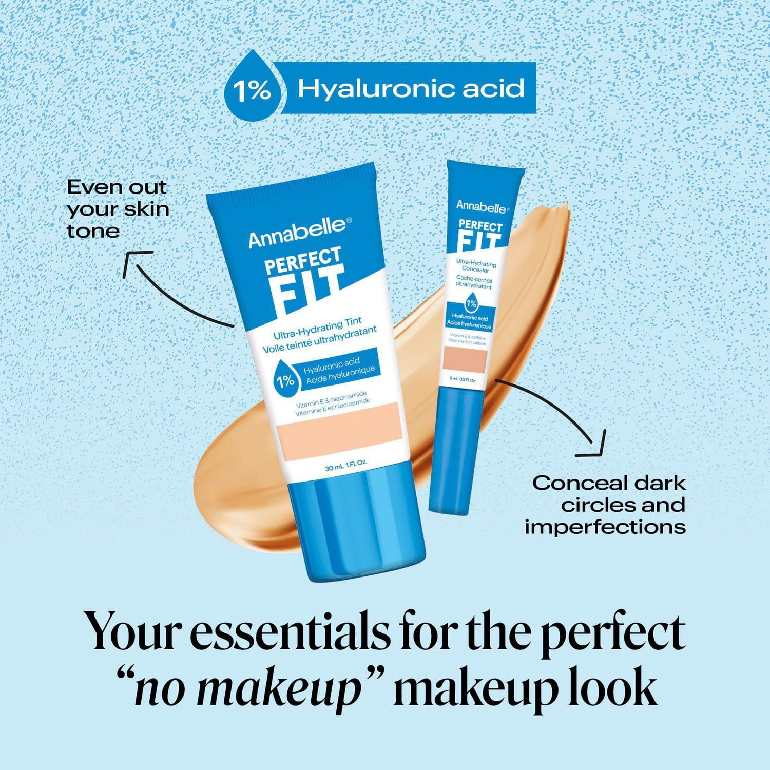 Perfect Fit Cache-Cernes Ultrahydratant avec 1 % d'Acide Hyaluronique, de niacinamide, de Caféine et de Vitamine E