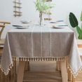 thumbnail image 1 of Cotton Linen Rectangle Tablecloth Table Cloth Heavy Weight Cotton Linen Dust-Proof Table Cover for Party Table Cover Kitchen Dinning(Rice-Coffee,60*60cm), 1 of 6