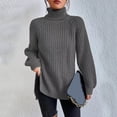 thumbnail image 4 of Yuyuzo Womens Winter Fall Sweater Solid Color Turtleneck Cable Knit Long Sleeve Sweaters Pullover Tops, 4 of 6