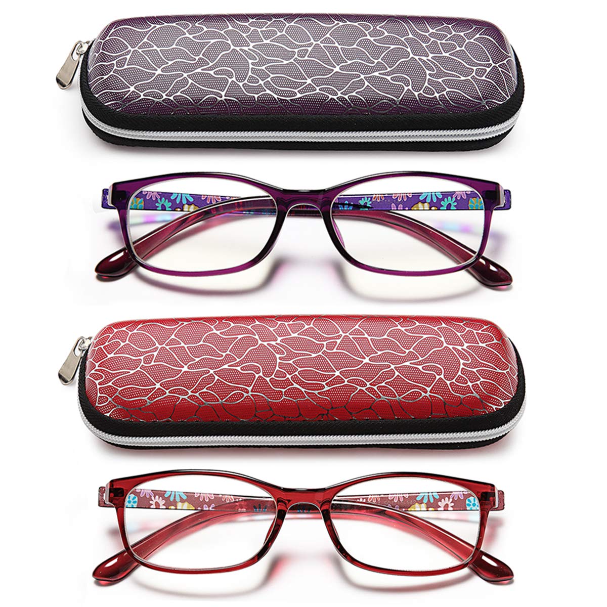 EYEURL Purple Red Ladies Reading glasses - 15 Women Readers Retro Blue Light Blocking computer UV Protection Reading glasses