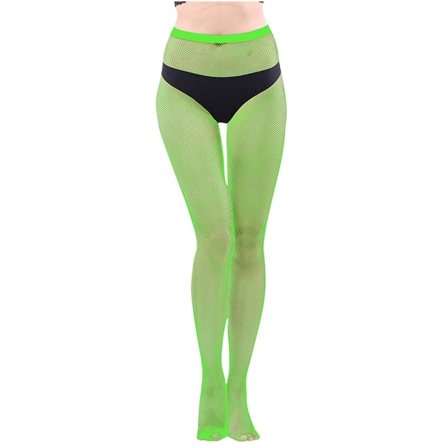Penkiiy Bas Résille pour Femmes Chaussettes de Mode pour Femmes Couleur Chaussettes Perforées à la Mode Chaussettes en Filet de Pêche Super Élastiques Chaussettes à Bout Fermé en Maille Collants Verts