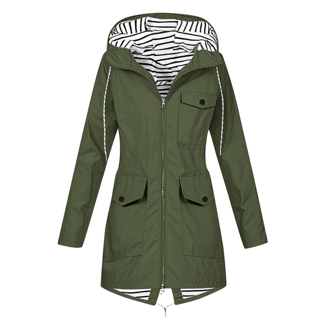 Yuyuzo Manteau de Pluie pour Femmes à Manches Longues, Léger, à Capuche, Imperméable, Actif, Extérieur, Veste de Pluie