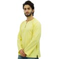 thumbnail image 3 of Atasi Men's Yellow Short Kurta Round Keyhole Neck Cotton Tunic Shirt-XXX-Large, 3 of 6