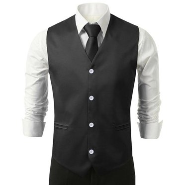 MYG Men Waistcoat Dress Slim Fit Suit Vest Wedding Suit Formal Business Jacket Top