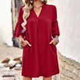 thumbnail image 1 of Fshaion Robe d'Été pour Femmes 2024 Grande Taille Décontractée Imprimée à Col en V à Manches Courtes Longue Robe Fendue avec Poche Liquidation à Moins de 10!, 1 of 9