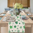 thumbnail image 3 of Lucky Clover Shamrocks Table Runner St. Patricks Day Holiday Table Runners for Dining Table Decor, Kitchen Decor Burlap Table Runners 108 Inches Long St Patricks Day Decorations Dresser Scarf13x108in, 3 of 6