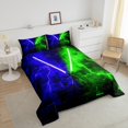 thumbnail image 3 of Erosebridal Ensembles de Literie Gaming Lightsaber Grand Lit avec Couette, Insert de Couette Néon Lightning, Décor Mode Moderne, Réversible, 3 of 8