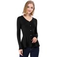 thumbnail image 3 of INSPIRE CHIC Women's V Neck Long Sleeve Ribbed Pullover Knitted Peplum Top, 3 of 6