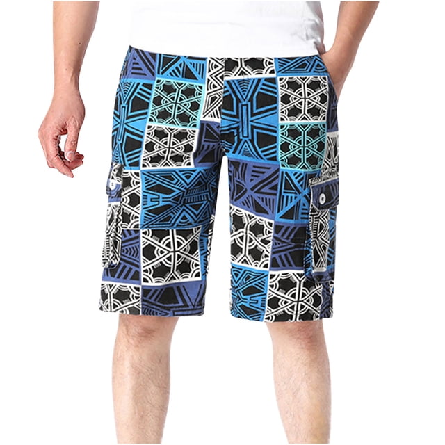 Birdeem Mens Plus Size Cargo Stripe Shorts Multi-Pockets Relaxed Summer Beach Shorts Pants