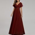 thumbnail image 2 of Robes d'Invitée de Mariage pour Femmes Portefeuille à Col en V en Mousseline Maxi Cocktail Soirée Bal Robe Élégante Longue Robe de Demoiselle d'Honneur, 2 of 3