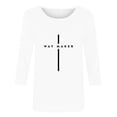 thumbnail image 5 of BVOFAR T-Shirts Chrétiens pour Femmes à Imprimé de Lettres, Col Rond Décontracté, Manches 3/4, Hauts, Cadeaux des Fêtes, T-Shirts Bénis, 5 of 5