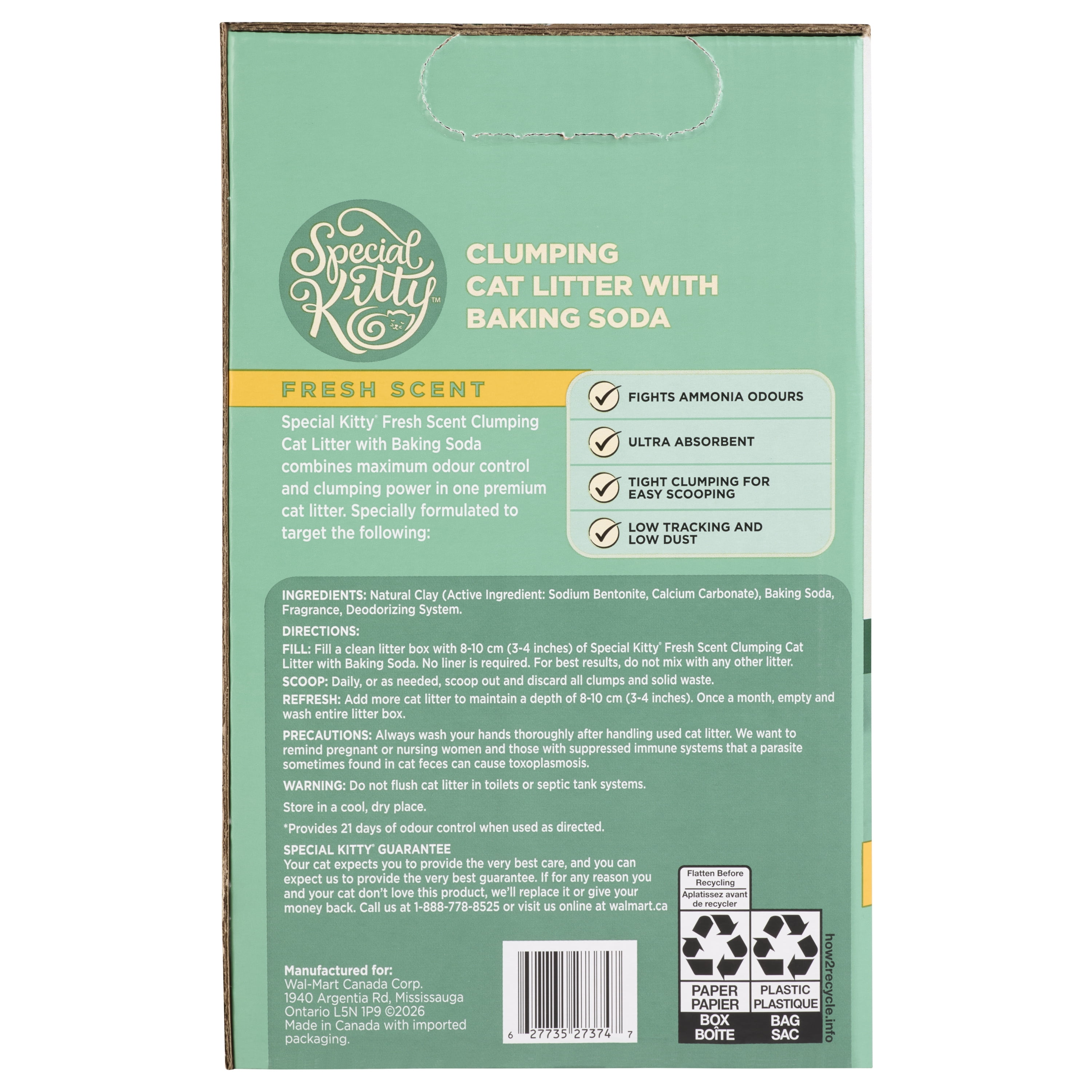 Special Kitty Litière Agglomérante pour Chats Parfumée avec Bicarbonate de Soude 18kg