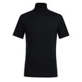 thumbnail image 3 of Birdeem Hommes Décontracté Printemps Été Uni Col Montant pour Amincissant Manches Courtes Col Roulé Hauts Blouse Chemises, 3 of 7