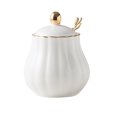 thumbnail image 1 of Sugar Bowl With Lid And Spoon, Ceramic Sugar Storage Jar, Porcelain Sugar Pot-White-300ml, 1 of 7