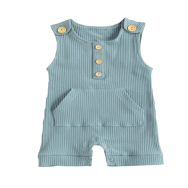Barboteuse Tricotée pour Bébé à Manches Courtes, Col Rond, Combinaison Boutonnée