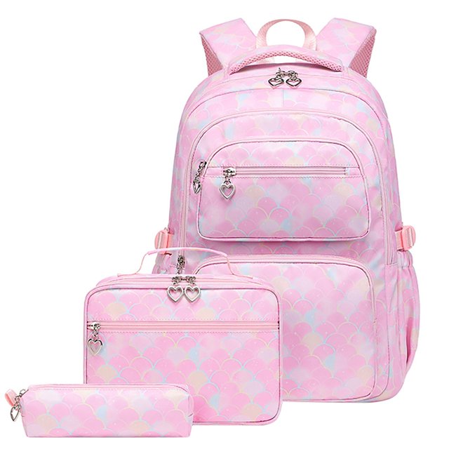 TIEVOSA Girls' Elementary School Backpack Set – Printed Children's Fatigue Large Capacity 3 Piece Bag Set