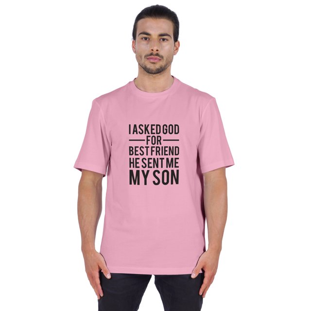 Inkmeso T-shirt à Col Rond pour Homme, Graphique Imprimé « J'ai Demandé à Dieu Mon Meilleur Ami, Il m'A Envoyé Mon Fils », Tee pour Père Fils Amour