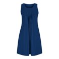 thumbnail image 4 of Dvkptbk Robe d'Été de Plage pour Femme 2024 Décontractée à Col Rond à Manches Courtes Robe Débardeur Mini Robes Fluide à Volants Boho Robe Soleil avec Poches P-2TG, 4 of 7