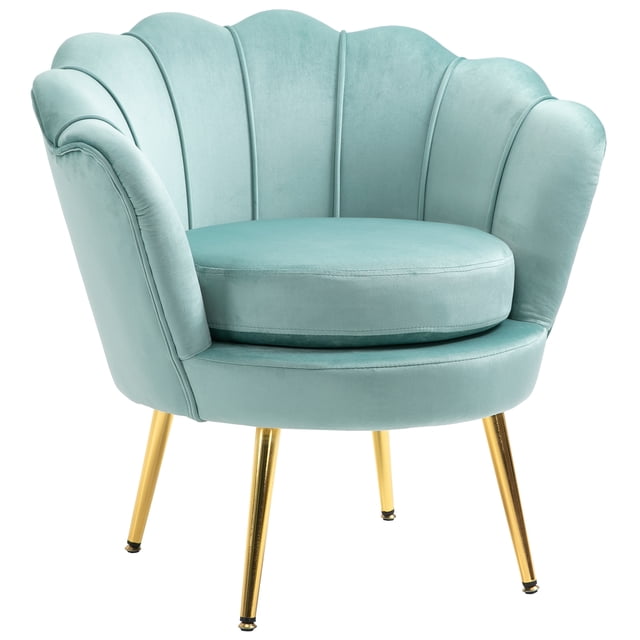 HOMCOM Modern Accent Chair Velvet Fabric Leisure Club Chair with Gold Legs