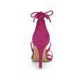 thumbnail image 2 of BLISSFUL STEP Chaussures pour Femmes Sandales à Talon Aiguille Haut à Bride Cheville à Nouer Bout Ouvert en Faux Suède Rose Vif 7, 2 of 7