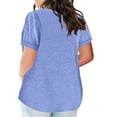 thumbnail image 4 of Womens T-Shirts Plus Size Color Block Gradient Print V Neck Shirt Short Sleeve Blouse T Shirt Femme Blue M, 4 of 7