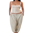 thumbnail image 3 of Women Y2k Fairycore Suspender Ruffled Hem Vest Tops E-Girl 2000s Tie-up Sling Ruched Square Neck Crop Camis Tops, 3 of 6