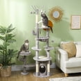 thumbnail image 2 of PawHut Arbre à Chat 71 Pouces avec Poteaux à Gratter, Condo, Lit, Gris Clair, 2 of 9