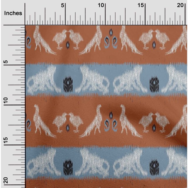 oneOone Polyester Lycra Fabric Stripe|Bird & Monkey Ikat Print Fabric By The Yard 56 Inch Wide