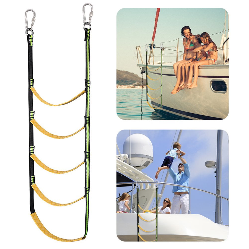 MesaSe 5 Step Boat Rope Ladder Portable Folding Extension Safety Fishing Ladder for Yachting Kayak Sailboat