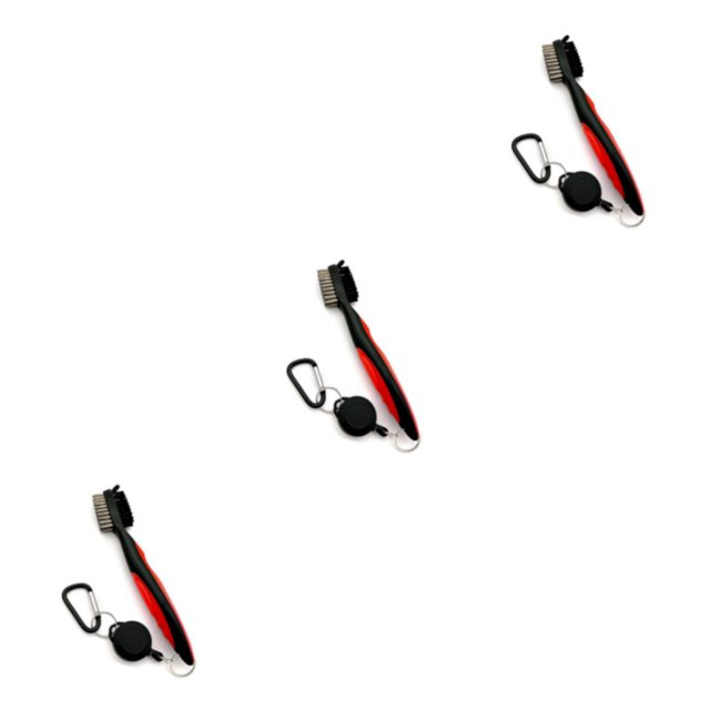 Redempat Stainless Steel Golf Club Brush Portable Solid Color Shoe Brushes Red Lidless 3Set