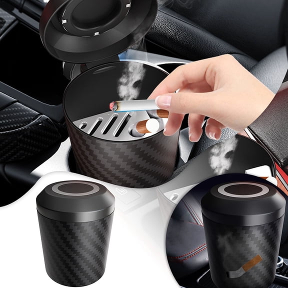 Cendrier de Voiture Multifonction avec Couvercle Accessoire Intérieur Portable pour Porte-Gobelet de Véhicule Nettoyage Facile Contenant à Cendres Amovible Voyage