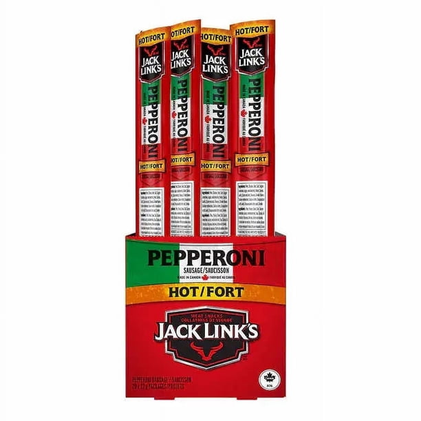 Jack Link's Hot Pepperoni Sticks, 20 × 22 g - Spicy (2/CASE