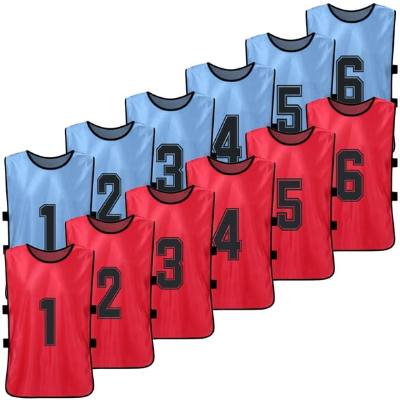 moobody 12 Pcs Chasubles de Soccer pour Adultes 2 Couleurs Séchage Rapide Maillots d'Équipe de Soccer Jeunes Sports Match d'Entraînement d'Équipe de Soccer Bavoirs Numérotés Gilet de Sport d'Entraînement