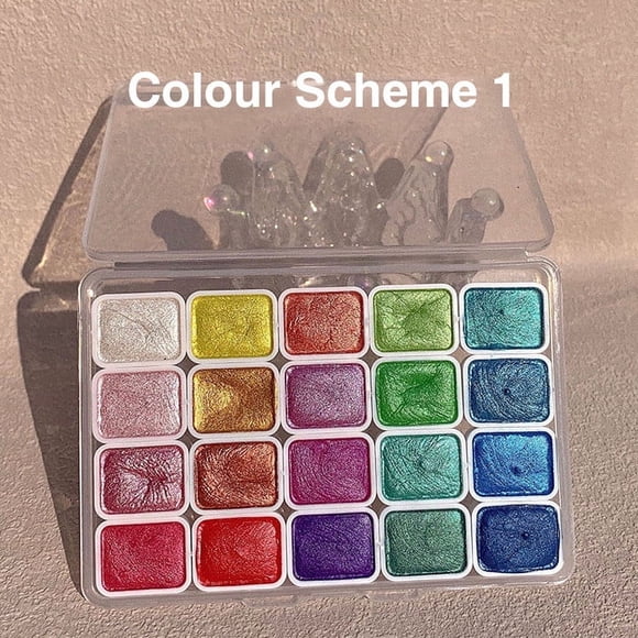 Fwttom 20 Colors Watercolor Painting Set 20 Color Pearl Solid Watercolor Pigment Watercolor Painting Pearl Coloring