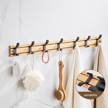 WRXMIJNHGSA Hooks Under $15 Coat Rack Wall Mount With Movable Multiple Metal Hooks Wooden Coat Rack Farmhouse Coat Hangers For Coat Hat Towel Purse Robes Mudroom Bathroom Entryway