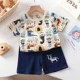 thumbnail image 2 of Shirts for Girls, Childrens Summer Home Clothing Round Neck Short Sleeved Shorts Two-Piece Set, 2 of 3