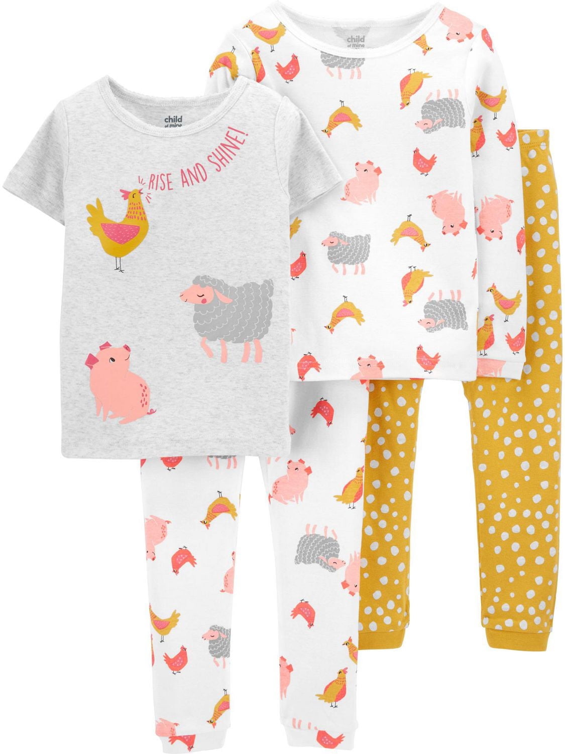 Carter’s Child of Mine Baby Girls' Cotton 4pc Pajama