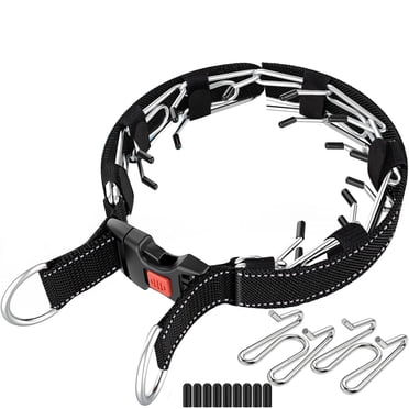 Amdohai Prong Training Pinch Collar for Dogs with Removable Nylon Protector and Quick-Release Buckle, Extra