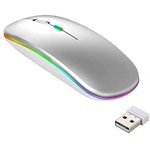 Wireless Mouse, Led Rechargeable Bluetooth Mouse Bluetooth 5.1 + 2.4g Wireless Mouse Ultra-Thin Silent Wireless Mouse (800-1200-1600dpi) for Pc,MacBook (Black)