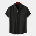 thumbnail image 2 of Besolor Mens Summer Short Sleeve Shirts Collared Button down Shirts Big and Tall Casual Solid Color Beach Shirts Tops, 2 of 6