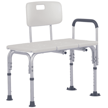 HOMCOM 6-Level Adjustable Bath and Shower Bench, Armrest & Backrest, White