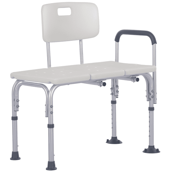 HOMCOM 6-Level Adjustable Bath and Shower Bench, Armrest & Backrest, White