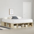 thumbnail image 1 of South Shore Avilla King Storage Platform Bed with Wicker Baskets, in Bleached Oak, 1 of 14