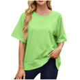 thumbnail image 1 of T-shirts à Manches Courtes pour Femmes Été Col Rond Décontracté Mode T-Shirt Basique Vêtements Mignons Tenues Tendance, 1 of 6