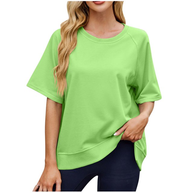 T-shirts à Manches Courtes pour Femmes Été Col Rond Décontracté Mode T-Shirt Basique Vêtements Mignons Tenues Tendance