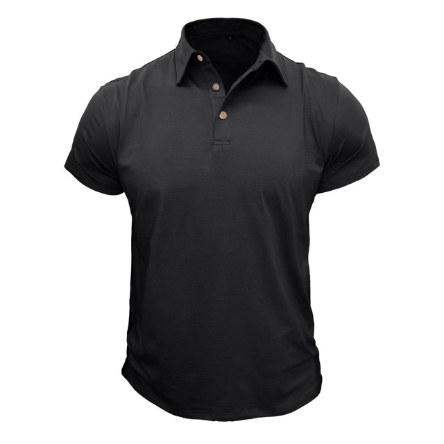Chemises Habillées Légères pour Hommes à Manches Courtes, Unies, Tendance, Col à Revers, Ajustées, Pulls avec Poche (Noir, TG)