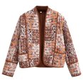 thumbnail image 1 of Women‘s Cropped Jacket Cardigan Floral Printed Lightweight Long Sleeve Open Front Short Padded Quilted Coats, 1 of 4