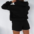 thumbnail image 4 of Casual Solid Color Hooded Sweatshirt and Loose Shorts Set for Women, 4 of 7